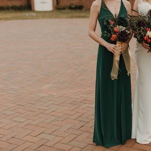 Azazie Skye Dark Green Bridesmaids Dress XS/00 worn once and dry cleaned
